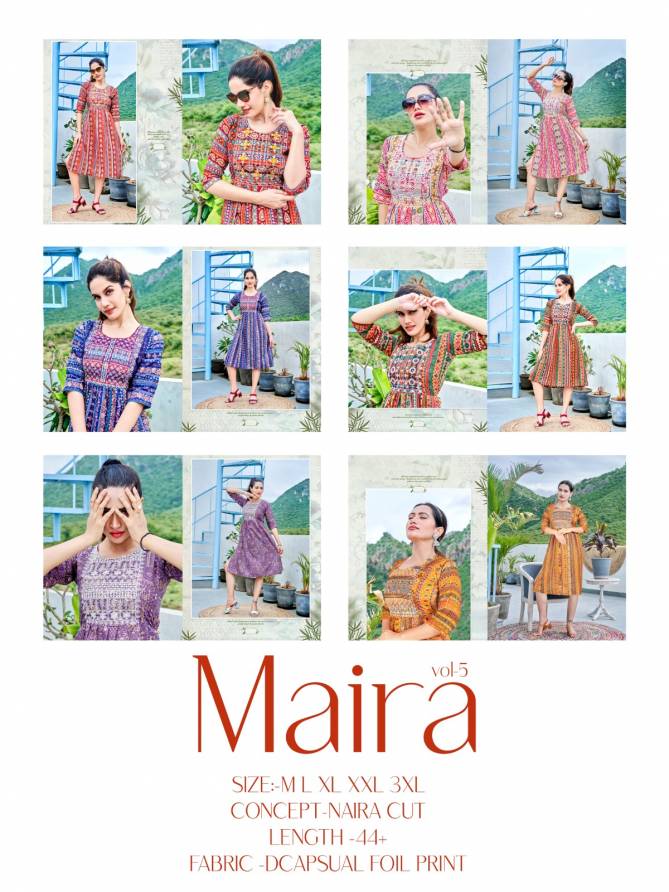 MAIRA v5 By Viyaa Naira Cut Printed Kurtis Catalog